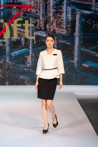 BD-MO-096  網上訂購前台接待制服 模特展示 訂造v領 荷葉邊上衣 舒適典雅 前台接待制服專門店